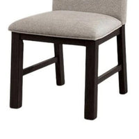 Renu Side Dining Chair Set of 2, Black Wood, Pleated Gray Polyester - BM339427