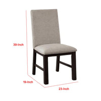 Renu Side Dining Chair Set of 2, Black Wood, Pleated Gray Polyester - BM339427