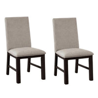 Renu Side Dining Chair Set of 2, Black Wood, Pleated Gray Polyester - BM339427