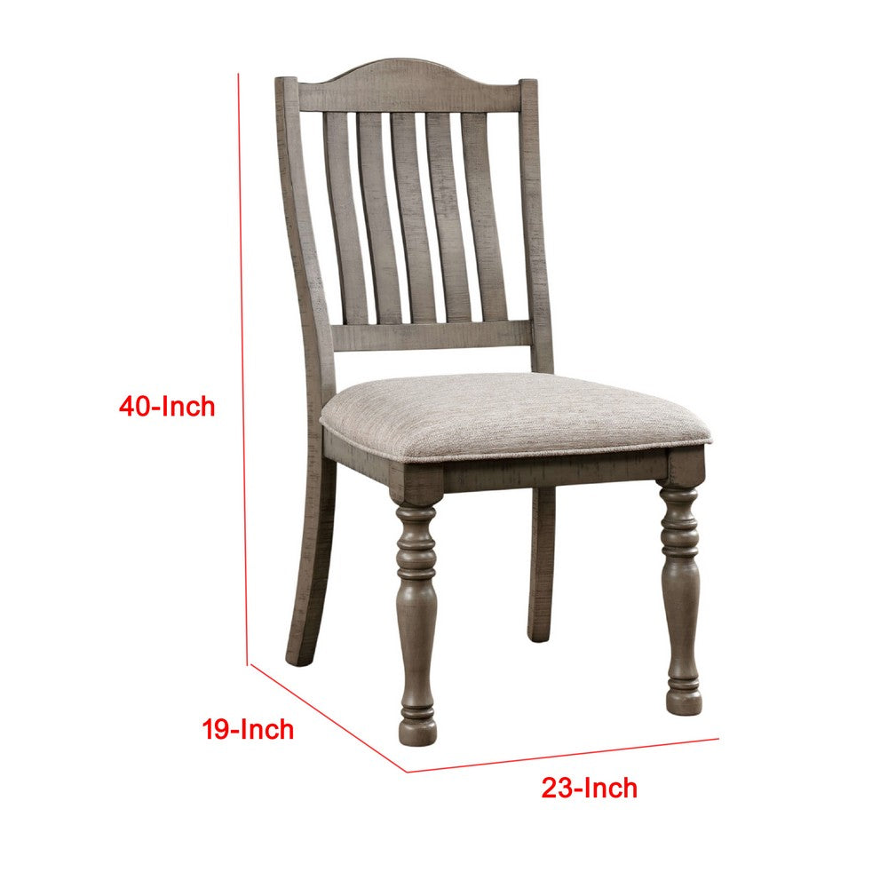 Cay Side Dining Chair Set of 2, Turned Legs, Curved Back, Gray - BM339429