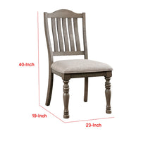 Cay Side Dining Chair Set of 2, Turned Legs, Curved Back, Gray - BM339429