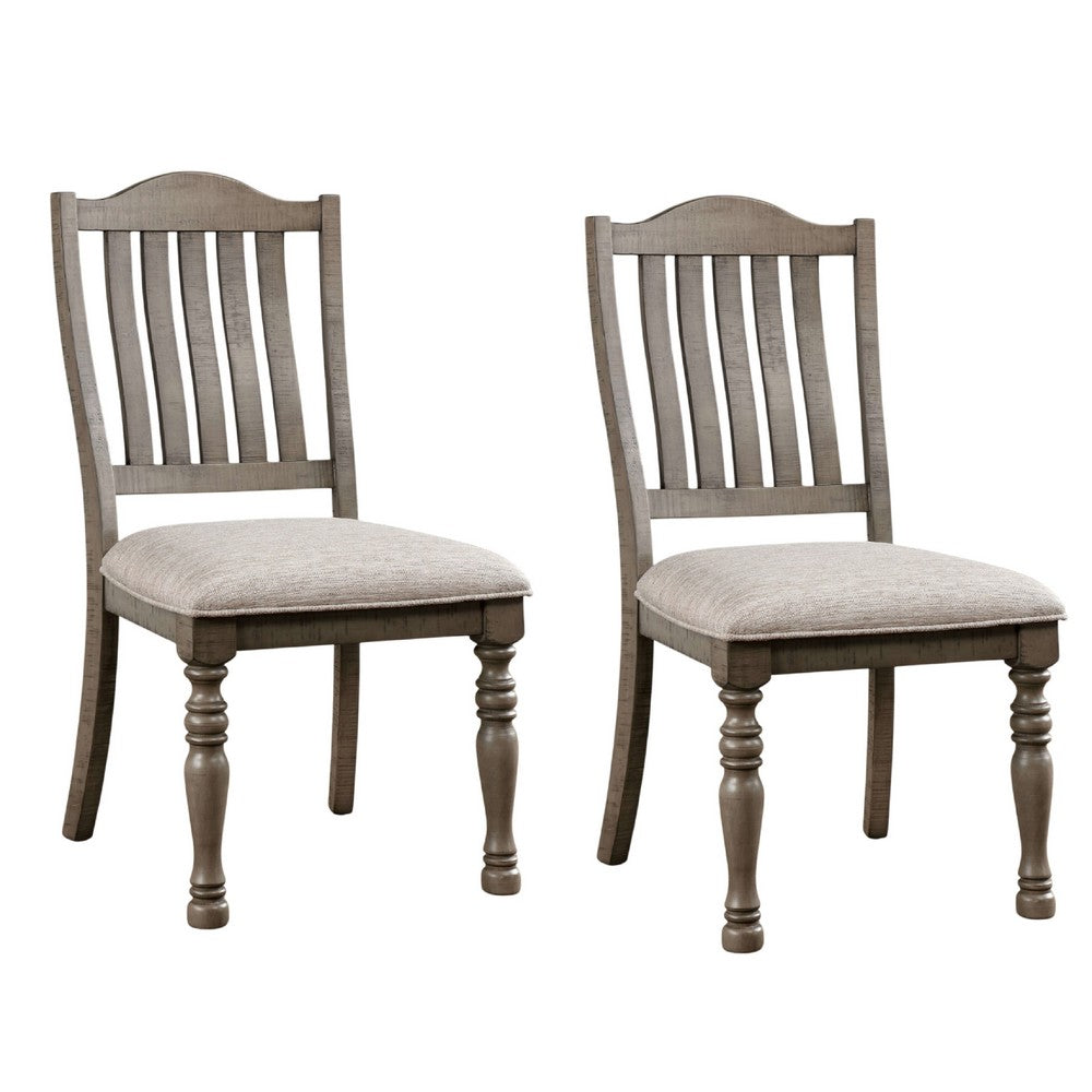 Cay Side Dining Chair Set of 2, Turned Legs, Curved Back, Gray - BM339429