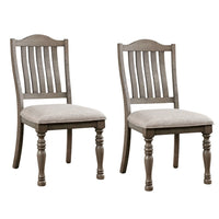 Cay Side Dining Chair Set of 2, Turned Legs, Curved Back, Gray - BM339429