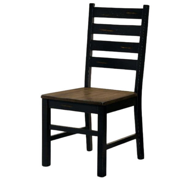 Reby Side Dining Chair Set of 2, Ladder Backrest, Dark Oak Wood - BM339431