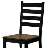 Reby Side Dining Chair Set of 2, Ladder Backrest, Dark Oak Wood - BM339431