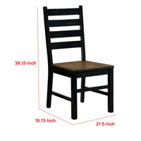 Reby Side Dining Chair Set of 2, Ladder Backrest, Dark Oak Wood - BM339431