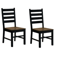 Reby Side Dining Chair Set of 2, Ladder Backrest, Dark Oak Wood - BM339431