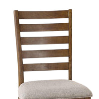 Teby Side Dining Chair Set of 2, Open Ladder Backrest, Light Gray Polyester - BM339432