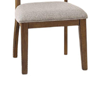 Teby Side Dining Chair Set of 2, Open Ladder Backrest, Light Gray Polyester - BM339432