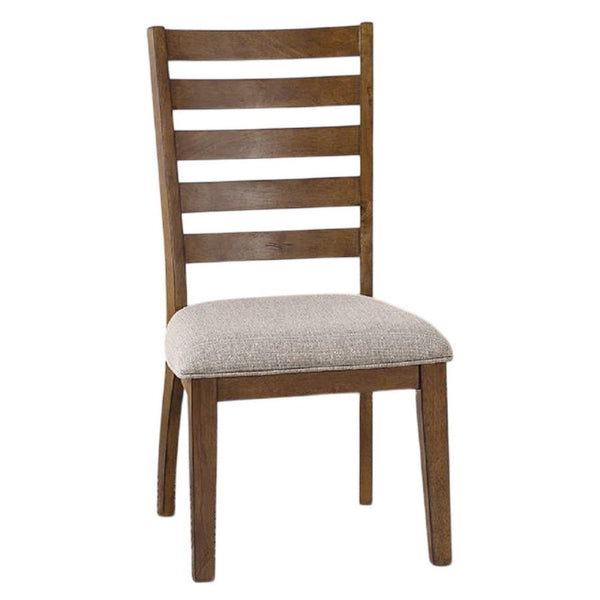 Teby Side Dining Chair Set of 2, Open Ladder Backrest, Light Gray Polyester - BM339432