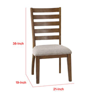 Teby Side Dining Chair Set of 2, Open Ladder Backrest, Light Gray Polyester - BM339432
