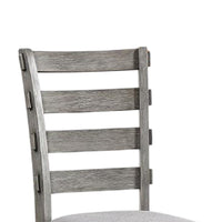 Lais Side Dining Chair Set of 2, Ladder Backrest, Solid Wood, Gray Fabric - BM339435
