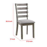 Lais Side Dining Chair Set of 2, Ladder Backrest, Solid Wood, Gray Fabric - BM339435