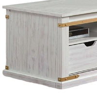 Becca Farmhouse Coffee Table, Barn Door Storage, Gold, White 48 Inch - BM339436
