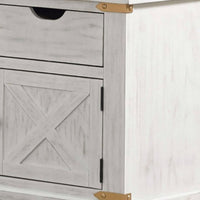 Becca Farmhouse End Table, Barn Door Storage, Gold, White 26 Inch - BM339437