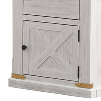 Becca Farmhouse End Table, Barn Door Storage, Gold, White 26 Inch - BM339437