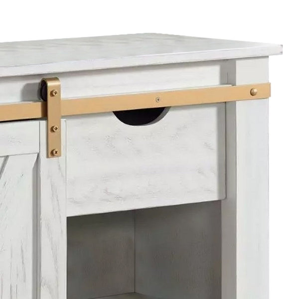 Becca Farmhouse Sofa Table, Barn Door Storage, Gold, White, 36 Inch - BM339438