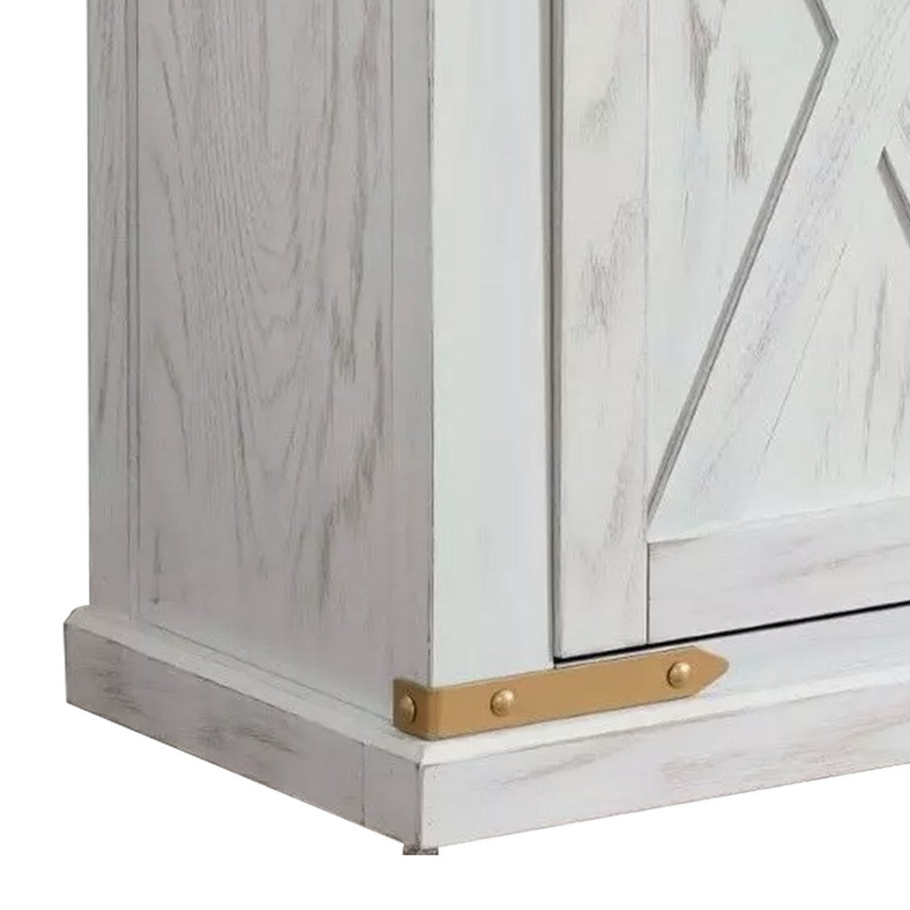 Becca Farmhouse Sofa Table, Barn Door Storage, Gold, White, 36 Inch - BM339438