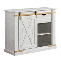 Becca Farmhouse Sofa Table, Barn Door Storage, Gold, White, 36 Inch - BM339438