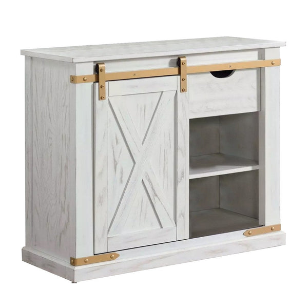 Becca Farmhouse Sofa Table, Barn Door Storage, Gold, White, 36 Inch - BM339438