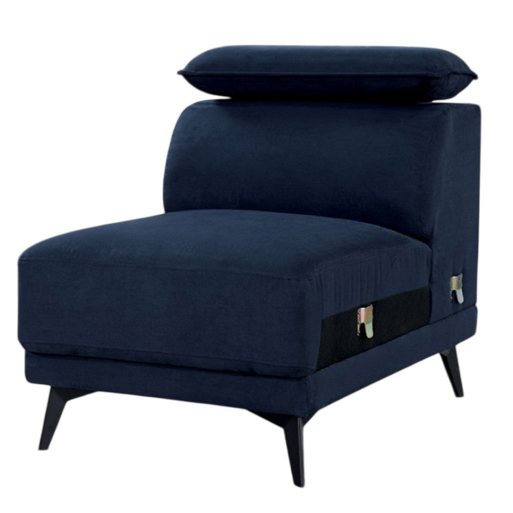 Panie Modular Armless Lounge Chair, Adjustable Headrest, Navy Blue Fabric - BM339439