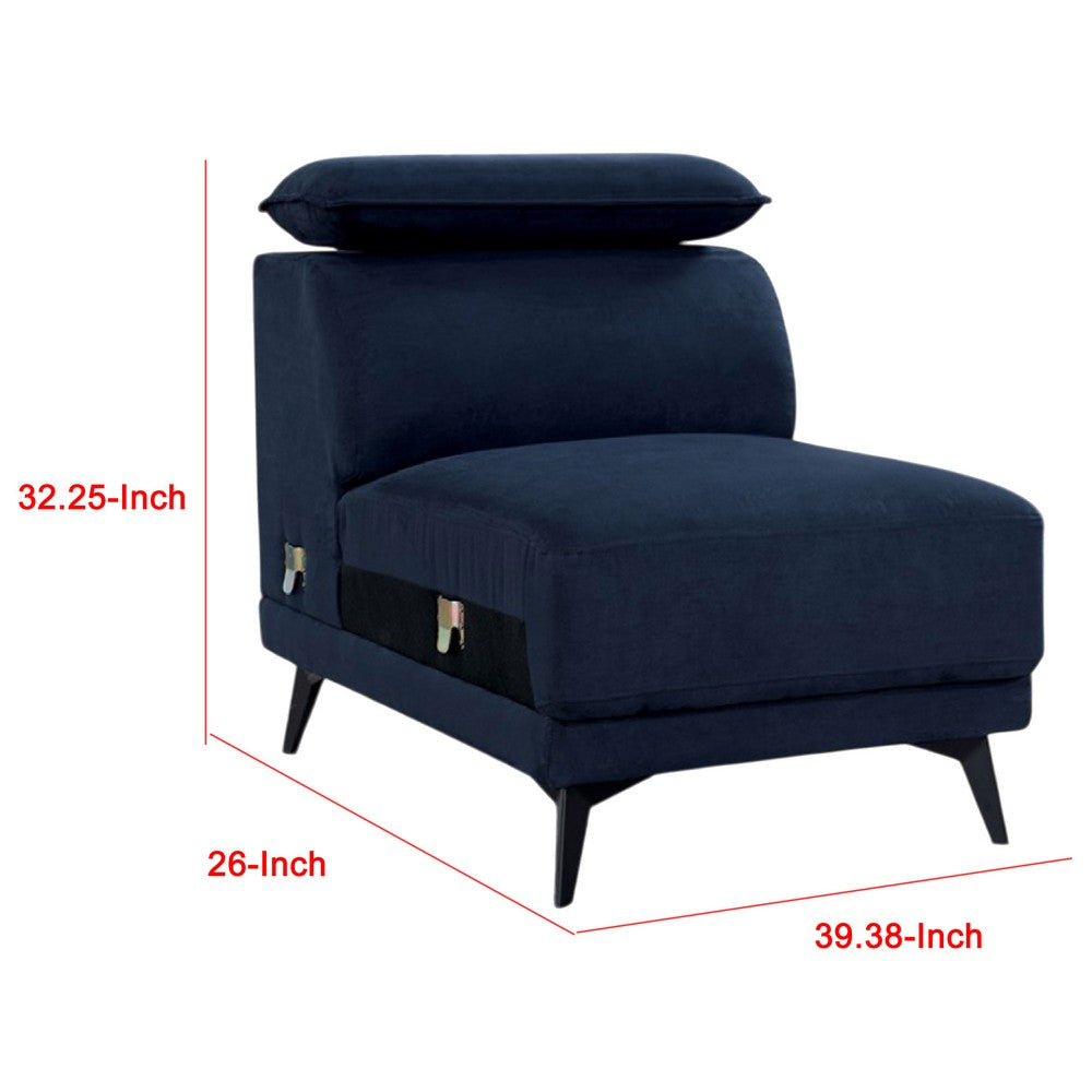 Panie Modular Armless Lounge Chair, Adjustable Headrest, Navy Blue Fabric - BM339439