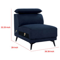 Panie Modular Armless Lounge Chair, Adjustable Headrest, Navy Blue Fabric - BM339439