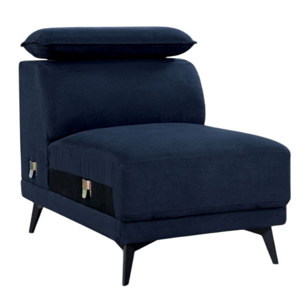 Panie Modular Armless Lounge Chair, Adjustable Headrest, Navy Blue Fabric - BM339439