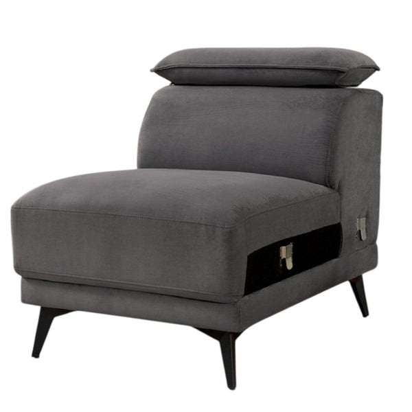 Panie Modular Armless Lounge Chair, Adjustable Headrest, Dark Gray Fabric - BM339440