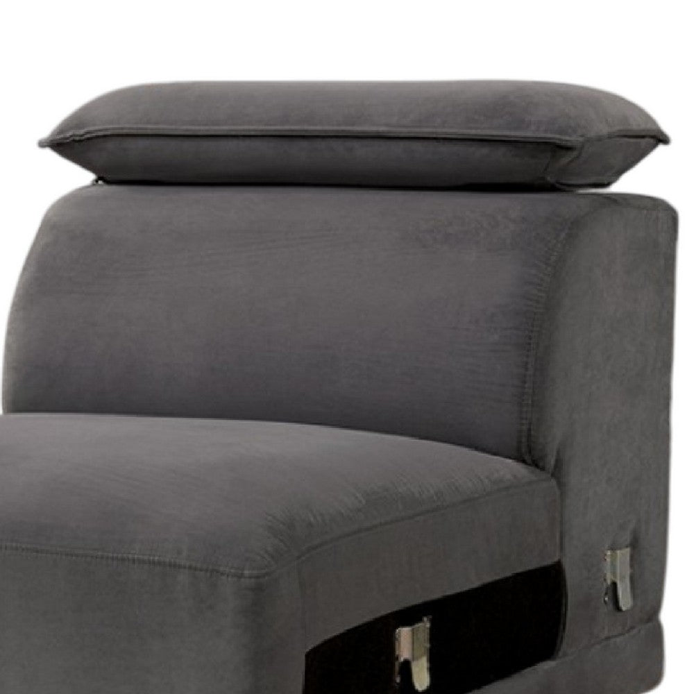 Panie Modular Armless Lounge Chair, Adjustable Headrest, Dark Gray Fabric - BM339440