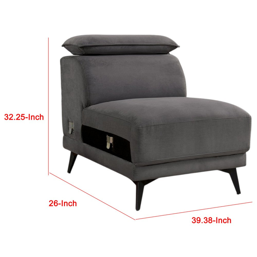 Panie Modular Armless Lounge Chair, Adjustable Headrest, Dark Gray Fabric - BM339440