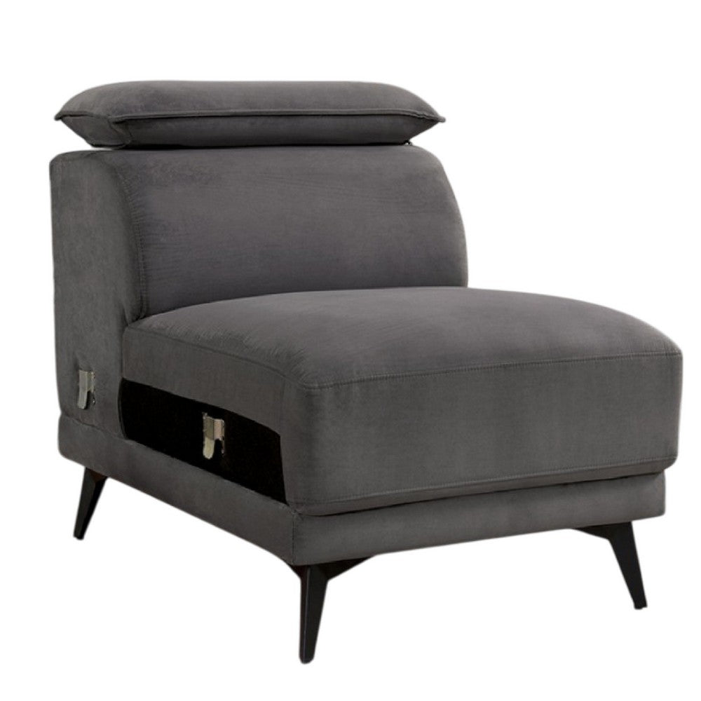 Panie Modular Armless Lounge Chair, Adjustable Headrest, Dark Gray Fabric - BM339440