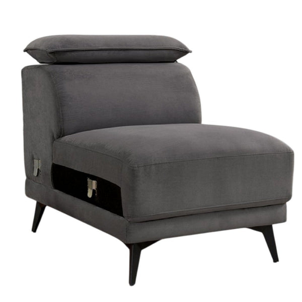 Panie Modular Armless Lounge Chair, Adjustable Headrest, Dark Gray Fabric - BM339440