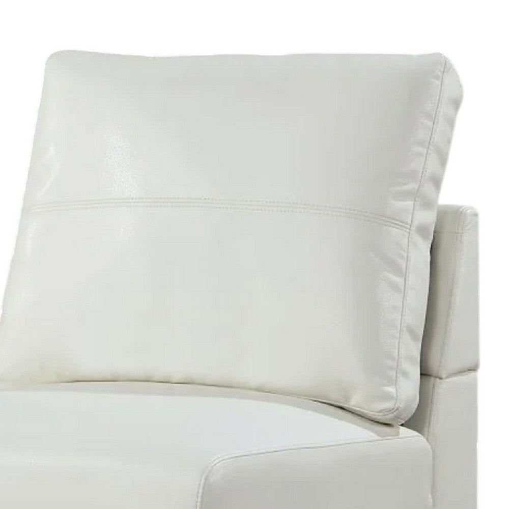 Althy Modular Armless Lounge Chair, Chrome Metal, White Faux Leather - BM339441