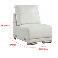 Althy Modular Armless Lounge Chair, Chrome Metal, White Faux Leather - BM339441