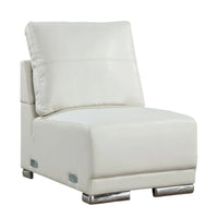 Althy Modular Armless Lounge Chair, Chrome Metal, White Faux Leather - BM339441