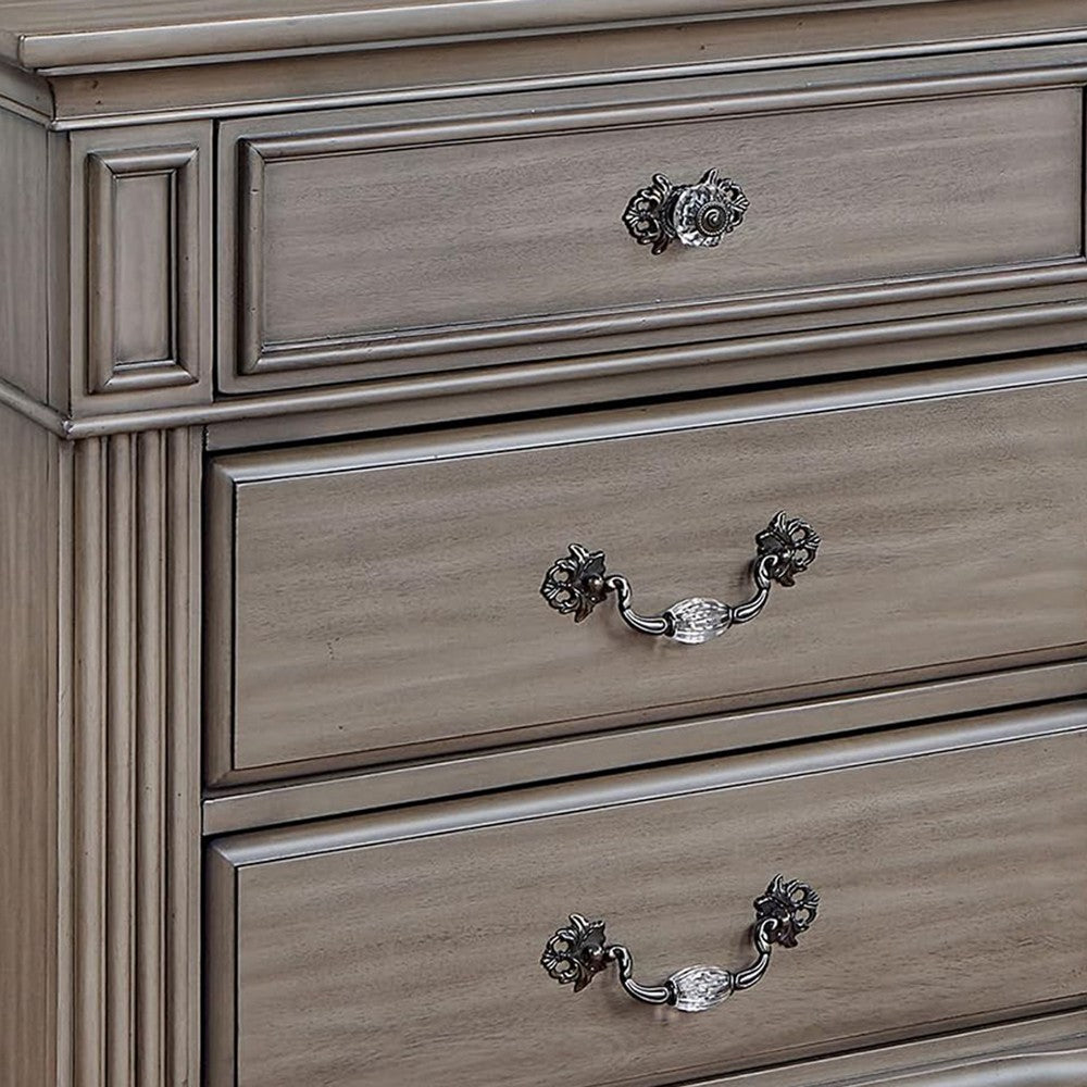 Recus Classic Nightstand with 3 Drawers, Acrylic Accents, Gray Solid Wood - BM339442