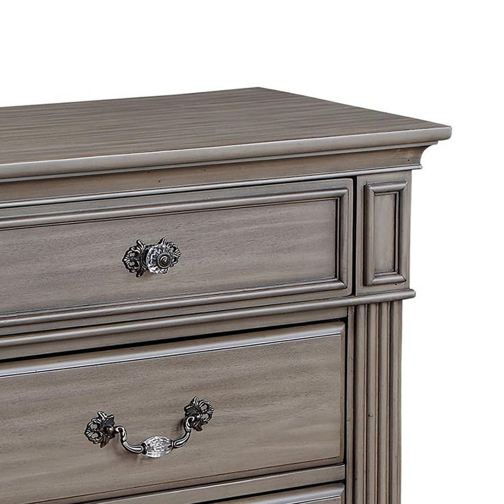 Recus Classic Nightstand with 3 Drawers, Acrylic Accents, Gray Solid Wood - BM339442