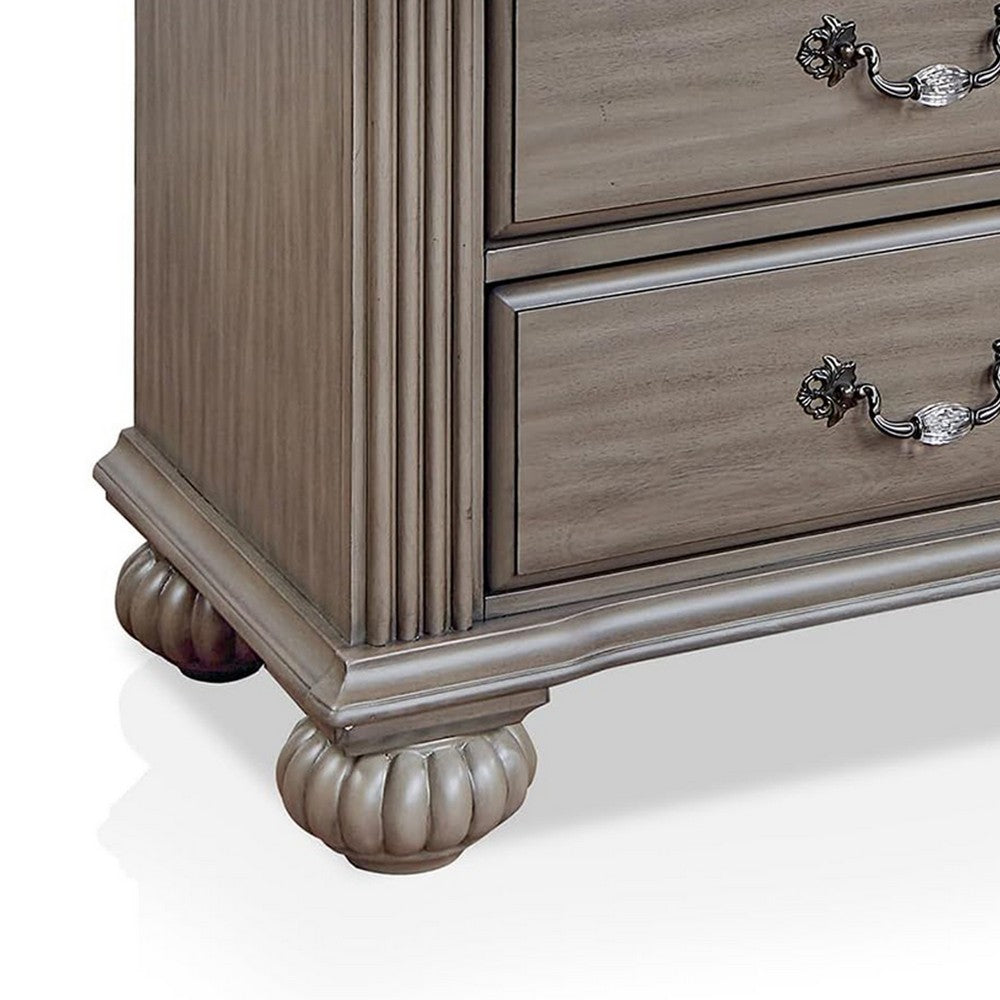 Recus Classic Nightstand with 3 Drawers, Acrylic Accents, Gray Solid Wood - BM339442