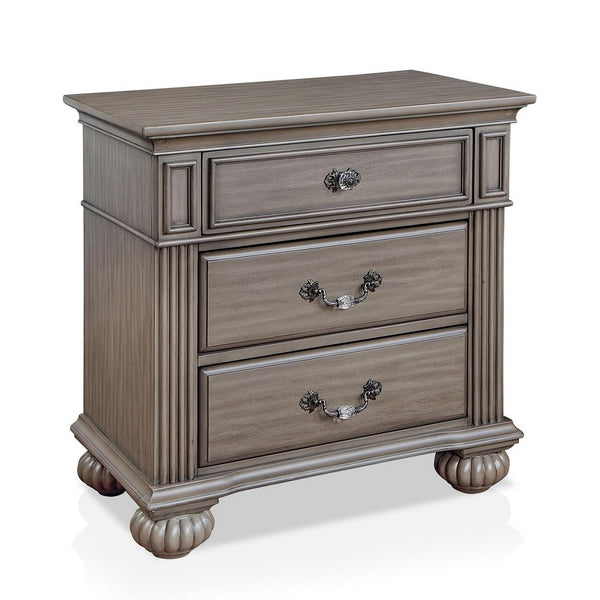 Recus Classic Nightstand with 3 Drawers, Acrylic Accents, Gray Solid Wood - BM339442