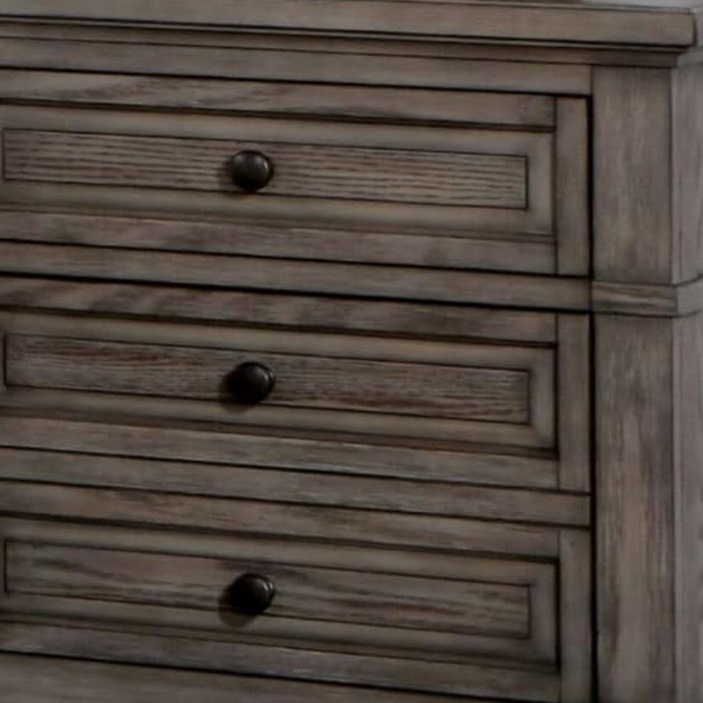 Jimbo Nightstand with USB Port and Hidden Drawer, Gray Solid Wood - BM339443