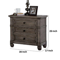 Jimbo Nightstand with USB Port and Hidden Drawer, Gray Solid Wood - BM339443