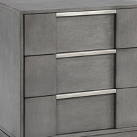 Levice Nightstand with 3 Drawers, Dovetail Built Gray Solid Wood - BM339444