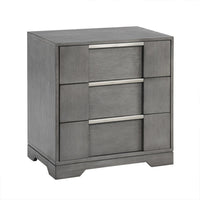 Levice Nightstand with 3 Drawers, Dovetail Built Gray Solid Wood - BM339444