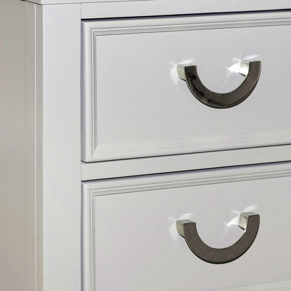 Roly Nightstand with 2 Drawers, Molded Details, Light Gray Solid Wood - BM339445