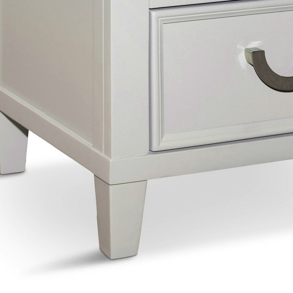 Roly Nightstand with 2 Drawers, Molded Details, Light Gray Solid Wood - BM339445