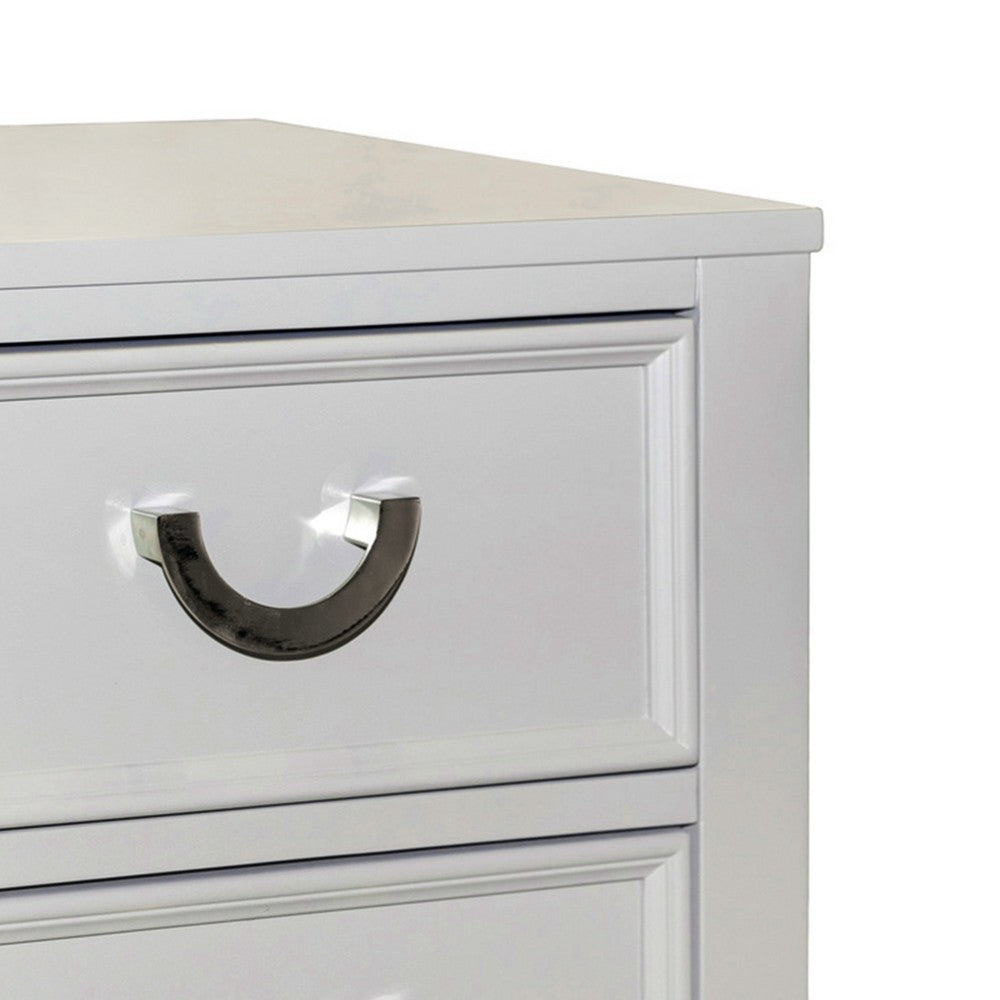 Roly Nightstand with 2 Drawers, Molded Details, Light Gray Solid Wood - BM339445