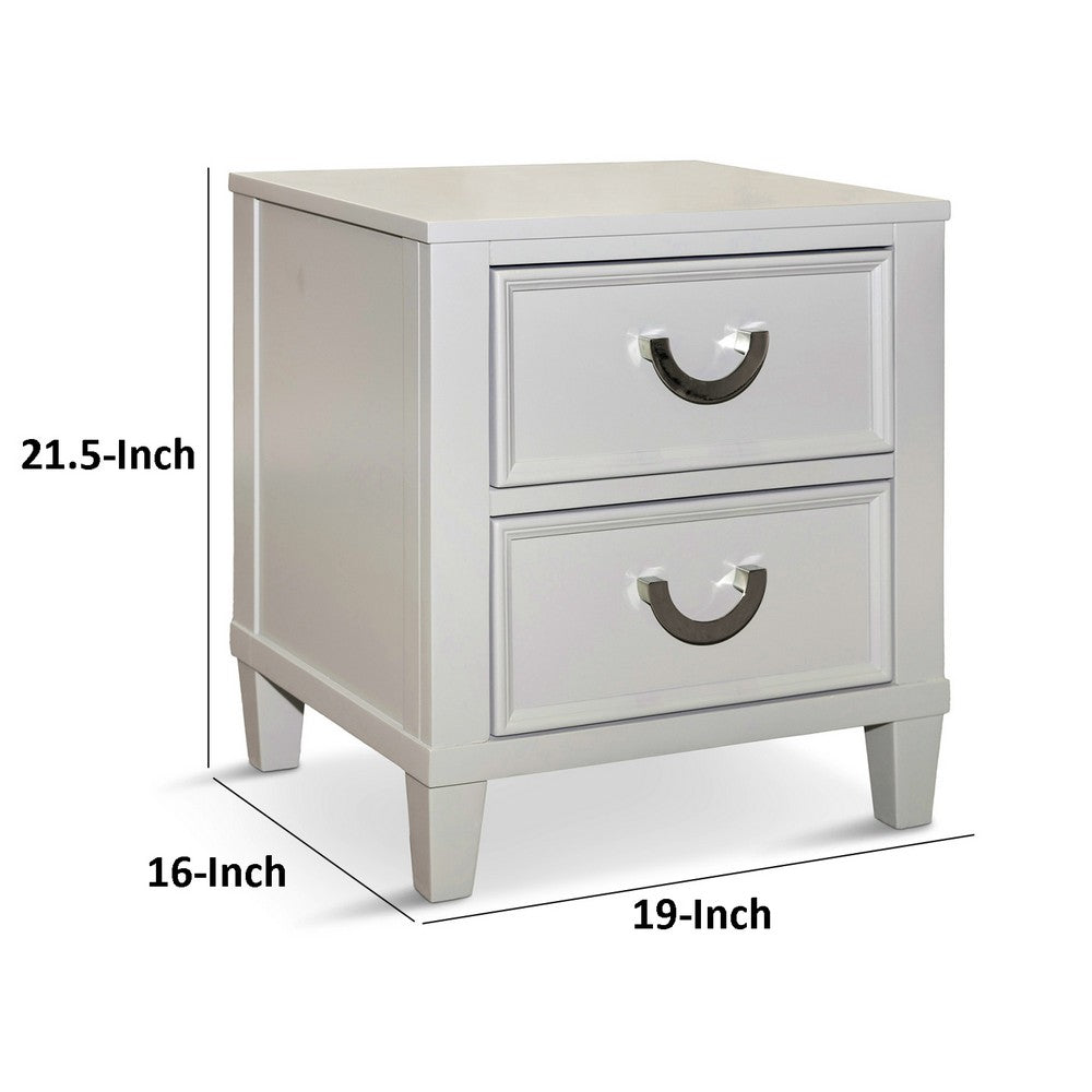 Roly Nightstand with 2 Drawers, Molded Details, Light Gray Solid Wood - BM339445