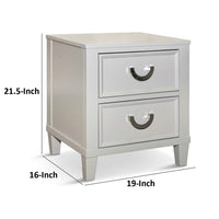 Roly Nightstand with 2 Drawers, Molded Details, Light Gray Solid Wood - BM339445