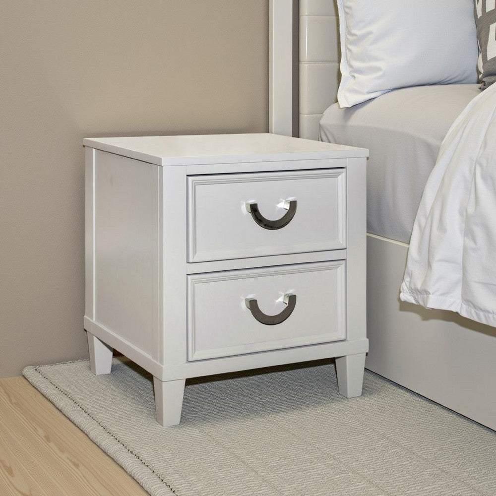 Roly Nightstand with 2 Drawers, Molded Details, Light Gray Solid Wood - BM339445